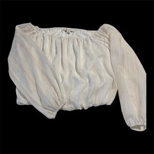 Francesca's Collections Gold Striped Off-Shoulder Blouse